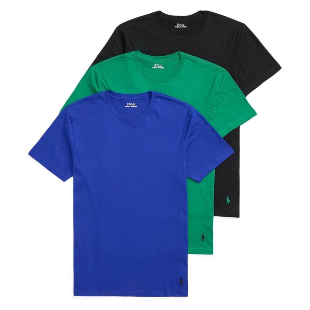 Polo Ralph Lauren Mens 3-Pack Cotton Crewneck Undershirts M Blue/Green/Black NWT